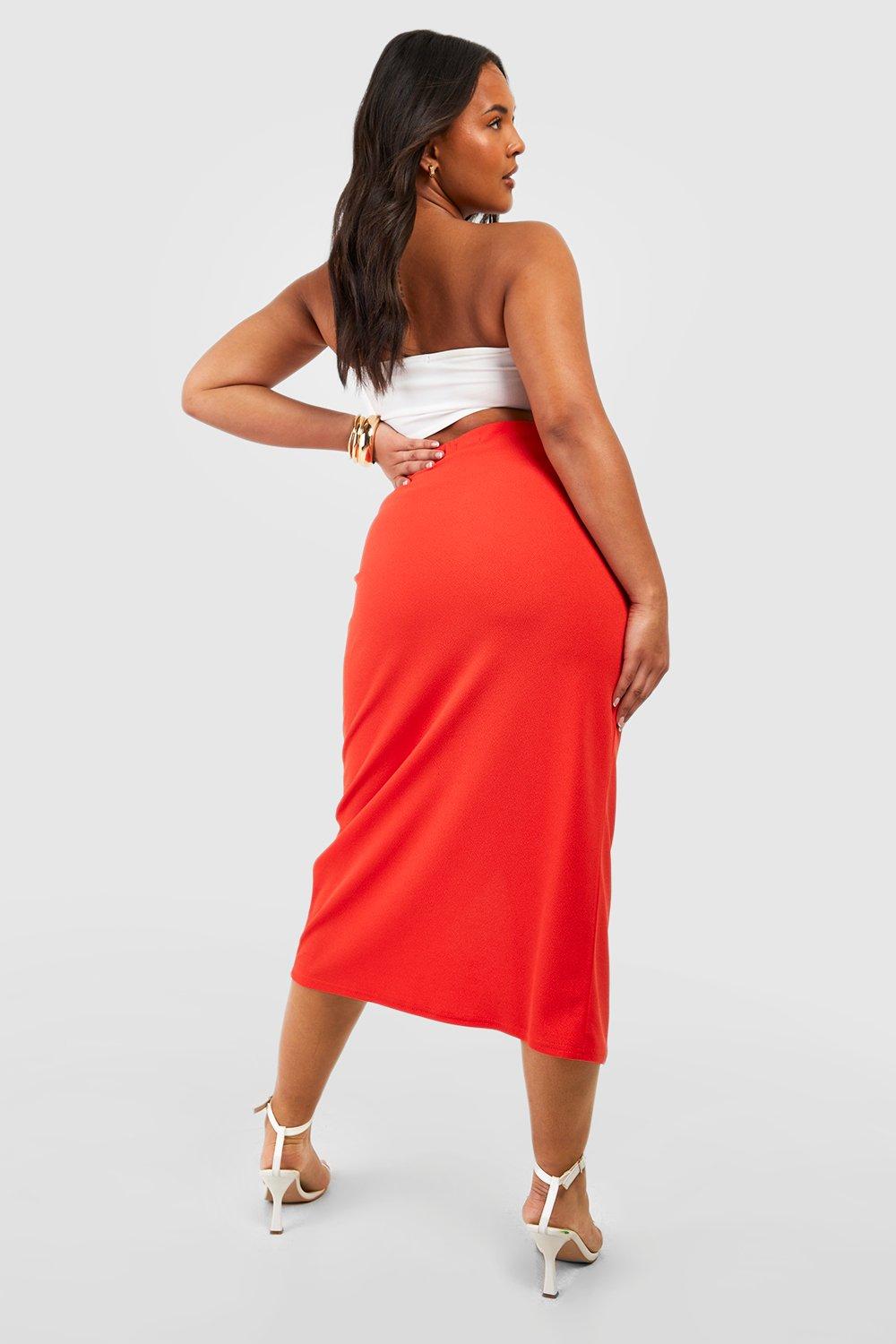 Ladies red midi clearance skirt